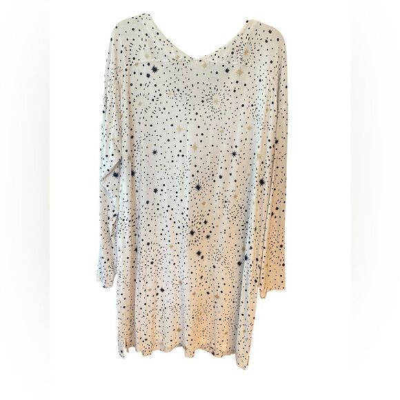 Soma Sz XL Cool Nights Black White Star Pattern V-Neck Nightgown Loungewear - Picture 2 of 9